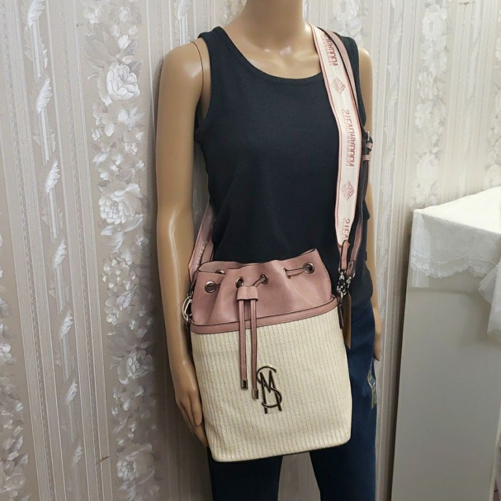 Steve Madden Straw Bucket Bag Crossbody  NWT